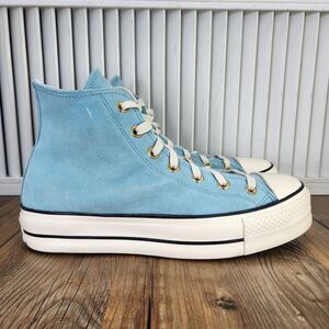 Converse Chuck Taylor All Star Platform Womens Sz 10 Blue Suede Hi Shoes A13824C